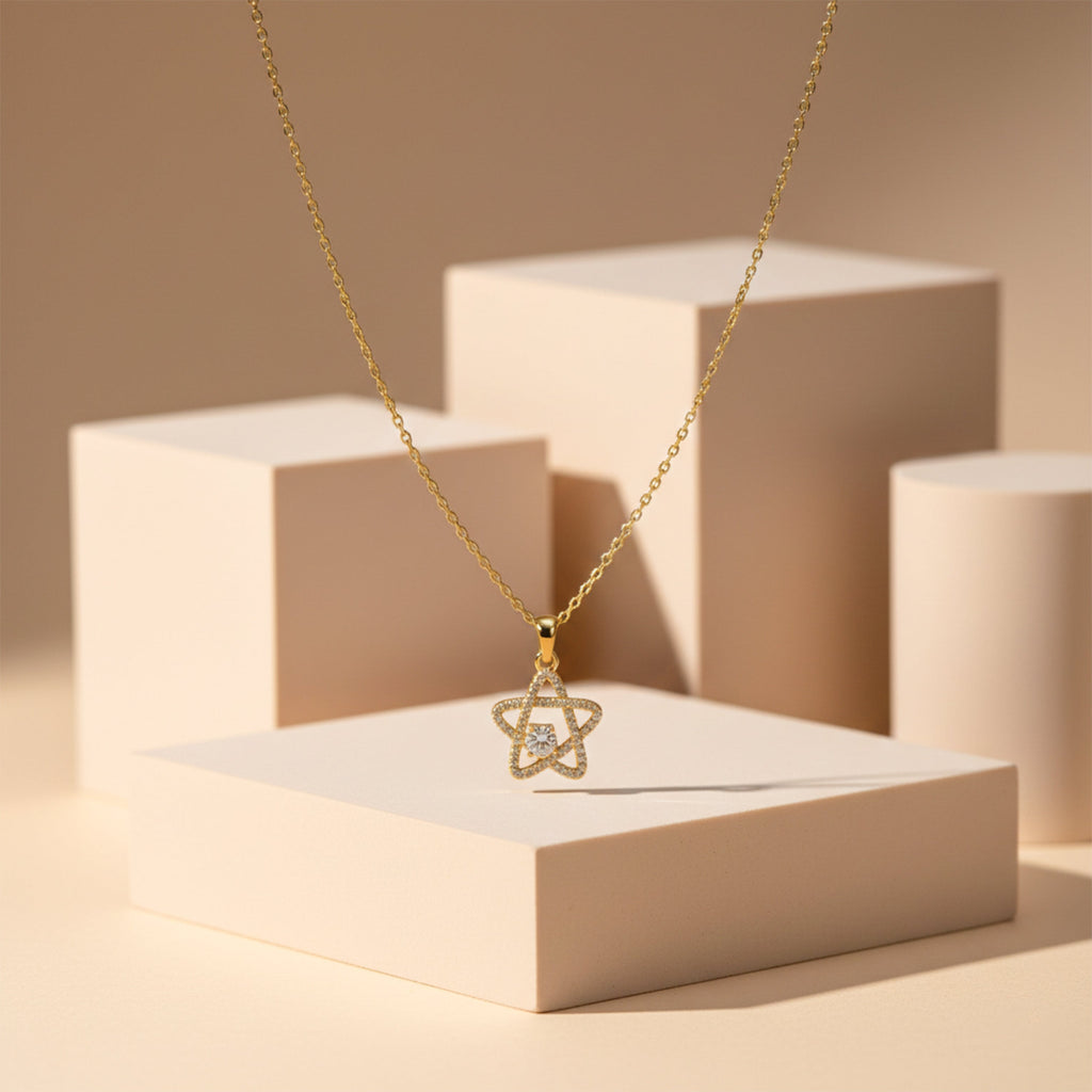 Crystal Star Charm Pendant Necklace GWN -115