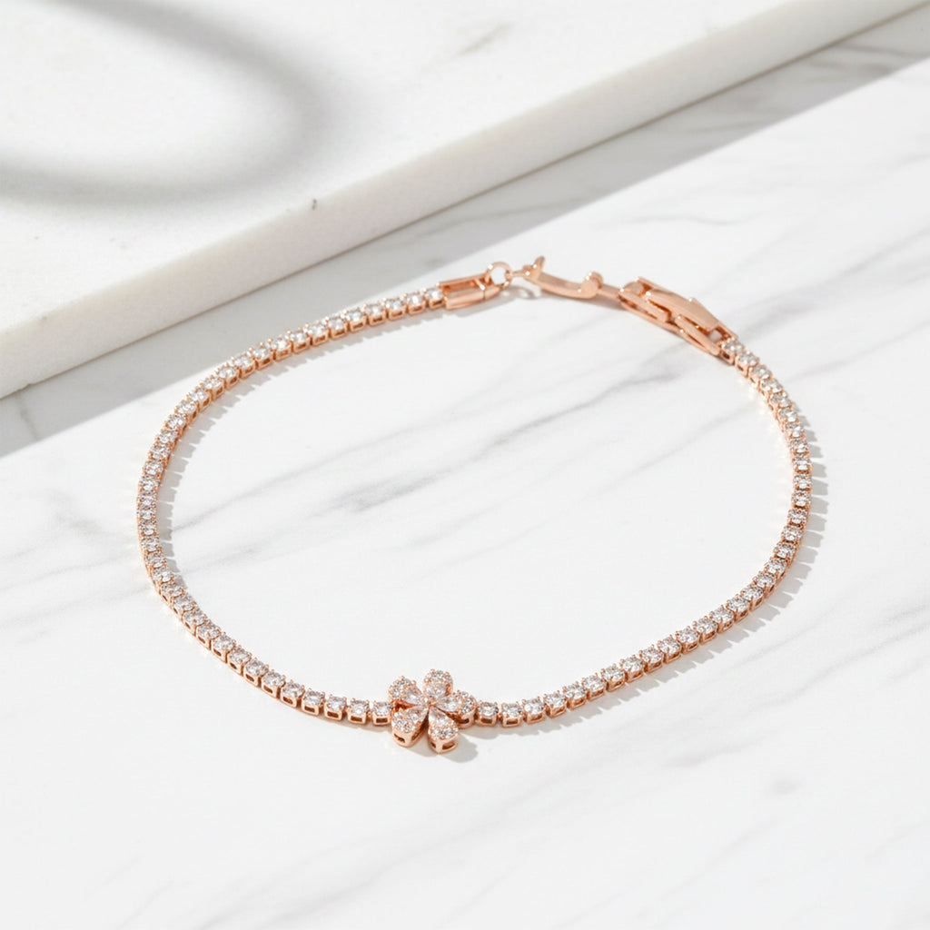 Rose Gold Floral Tennis Bracelet GWB -88