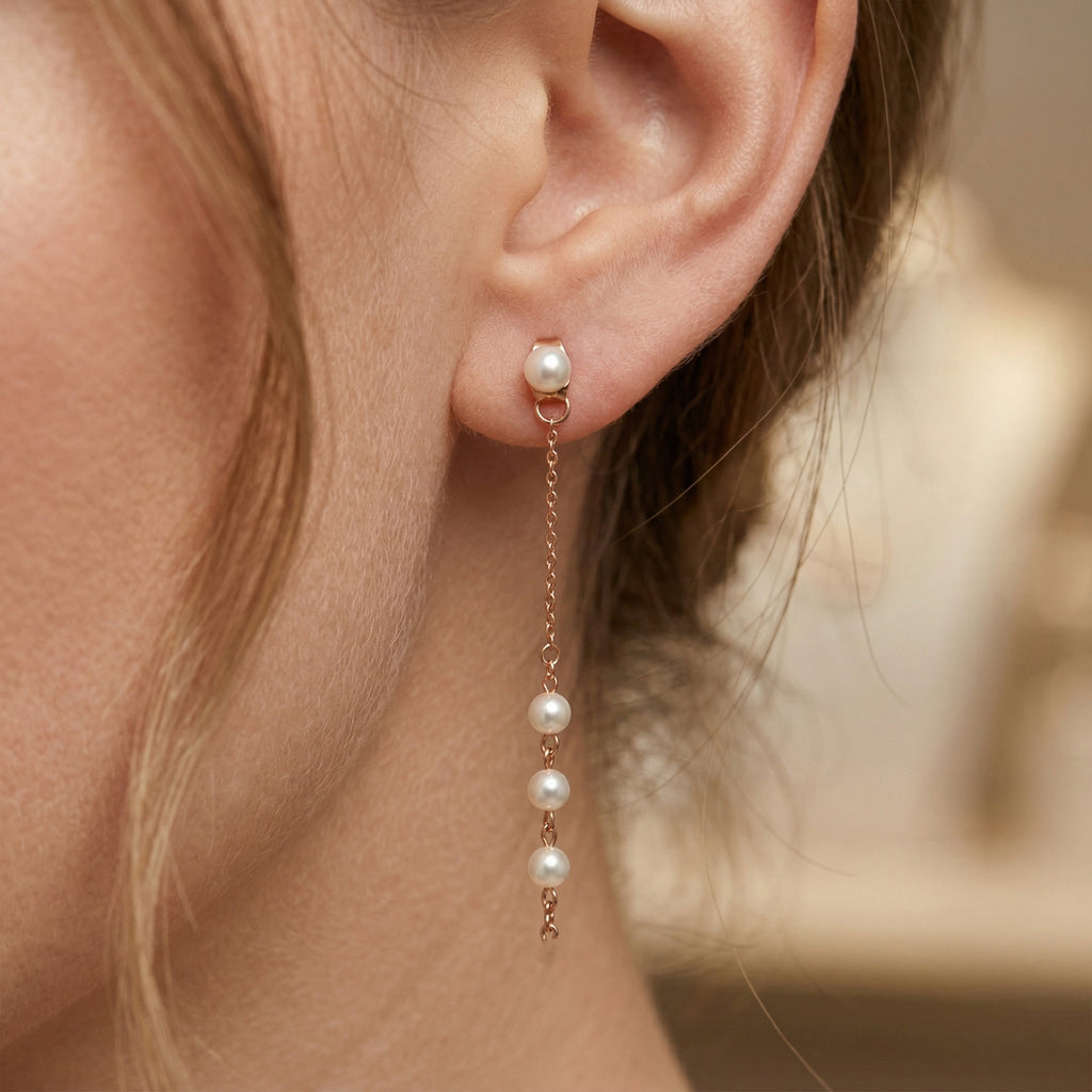 Pearl Chain Drop Earrings GWE -96