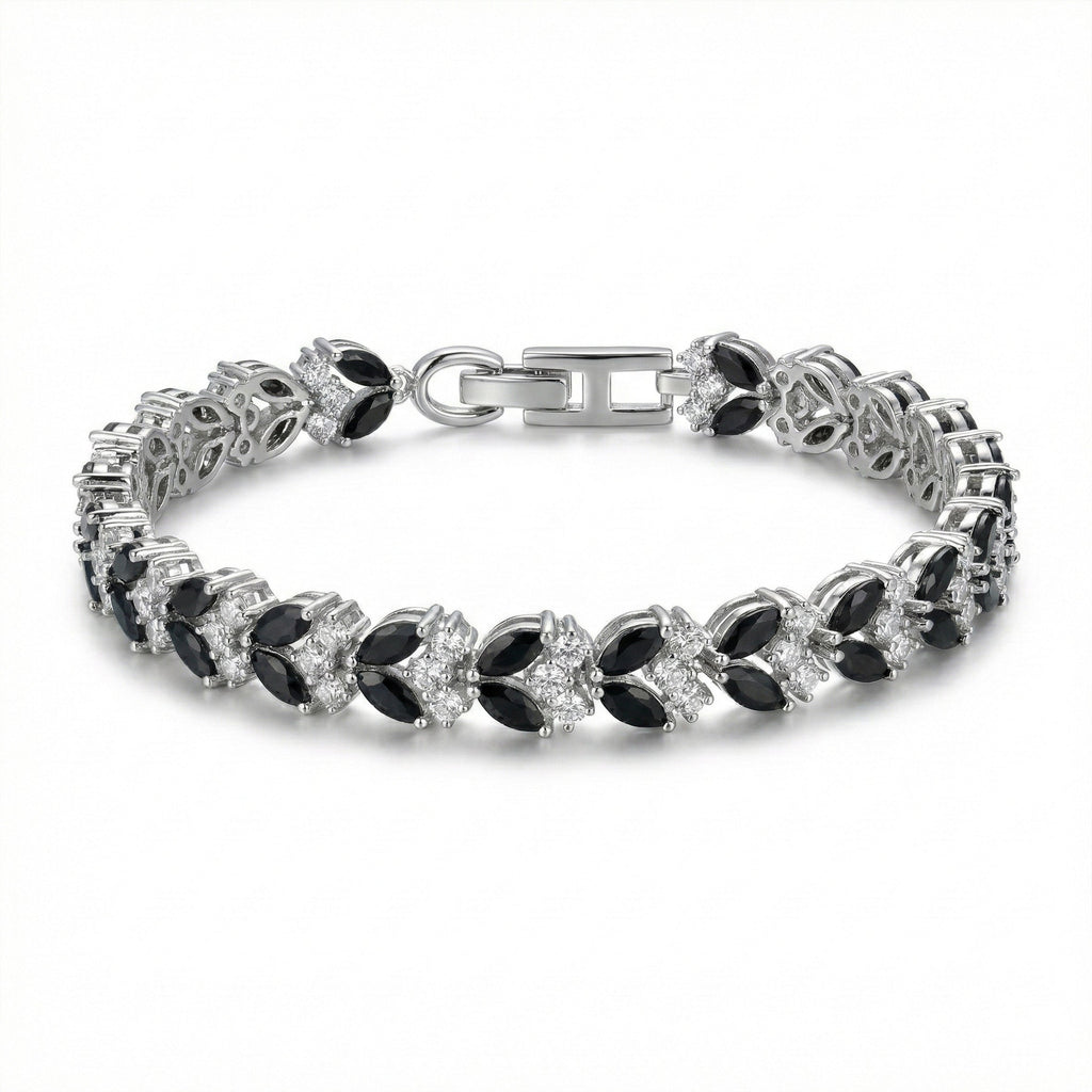 Silver Black Marquise CZ Tennis Bracelet GWB -144