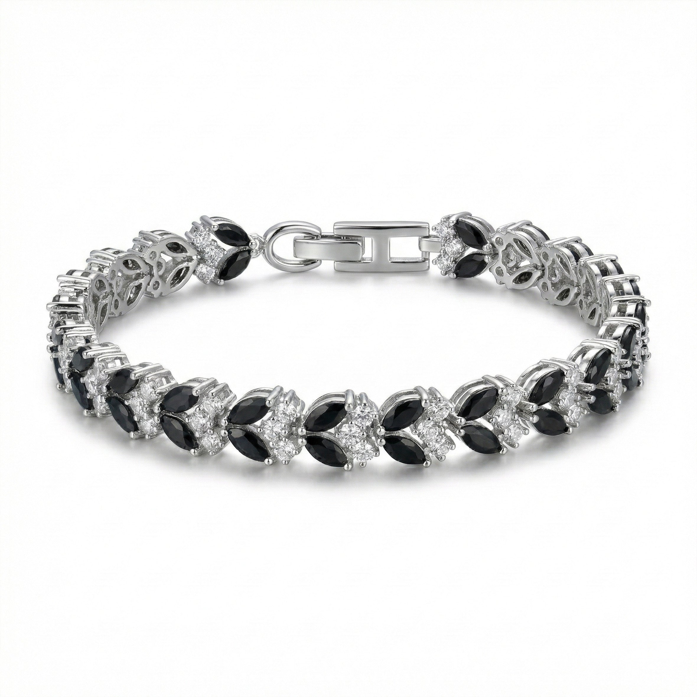 Silver Black Marquise CZ Tennis Bracelet GWB -144
