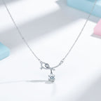 Sterling Silver Bow Ribbon Women Necklace GWN -134