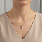 Ruby Halo Drop Pendant Necklace GWN -73