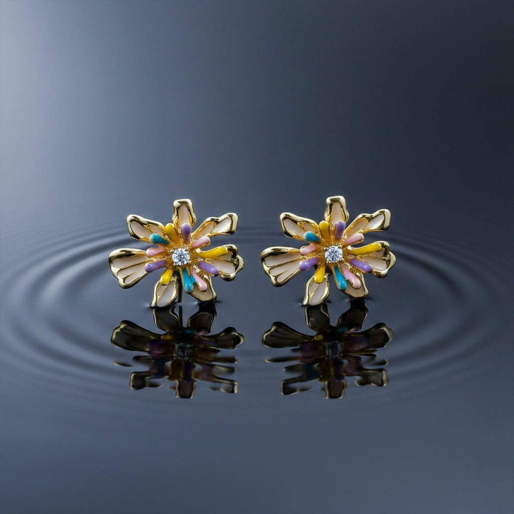 Rainbow Bloom Stud Earrings GWE -154