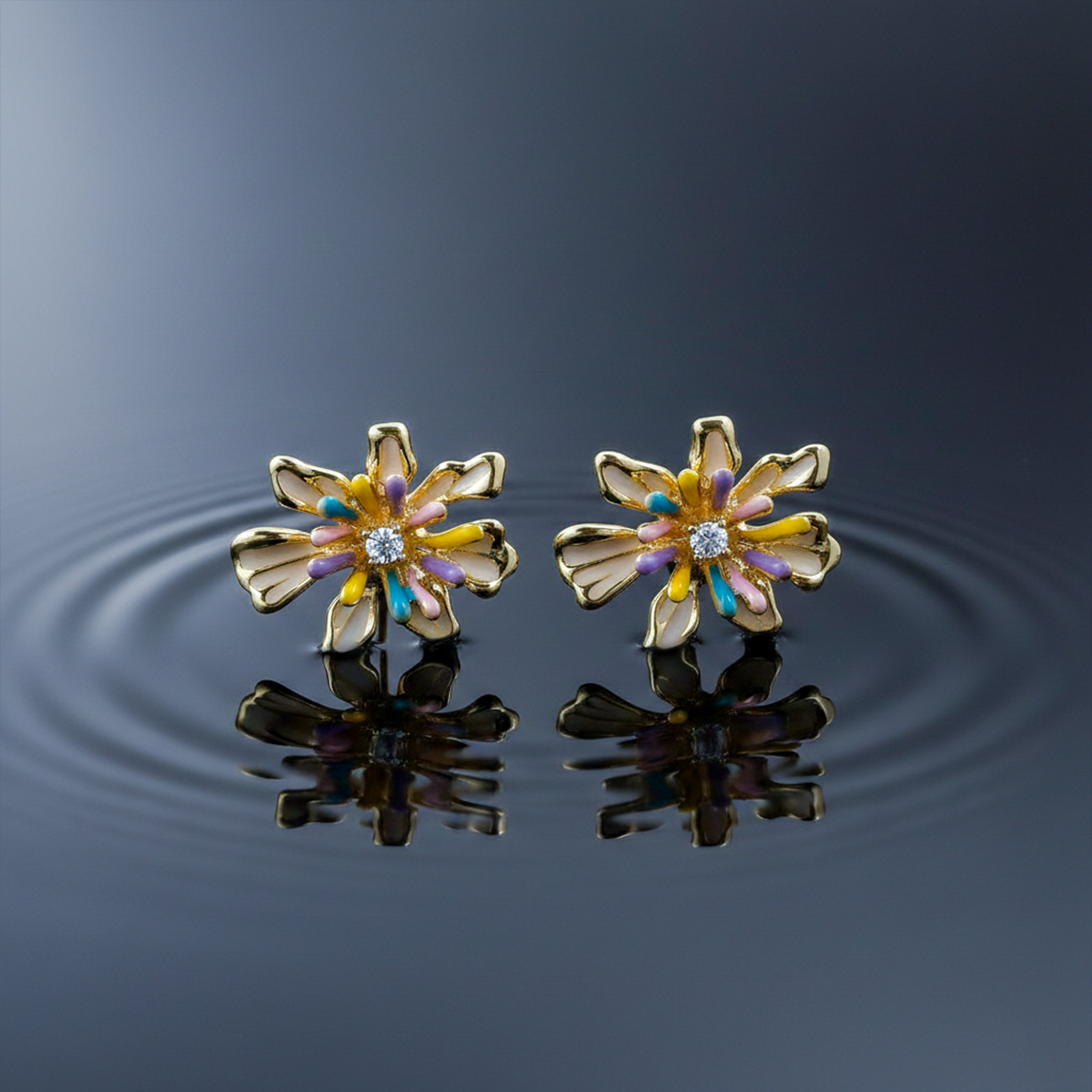 Rainbow Bloom Stud Earrings GWE -154