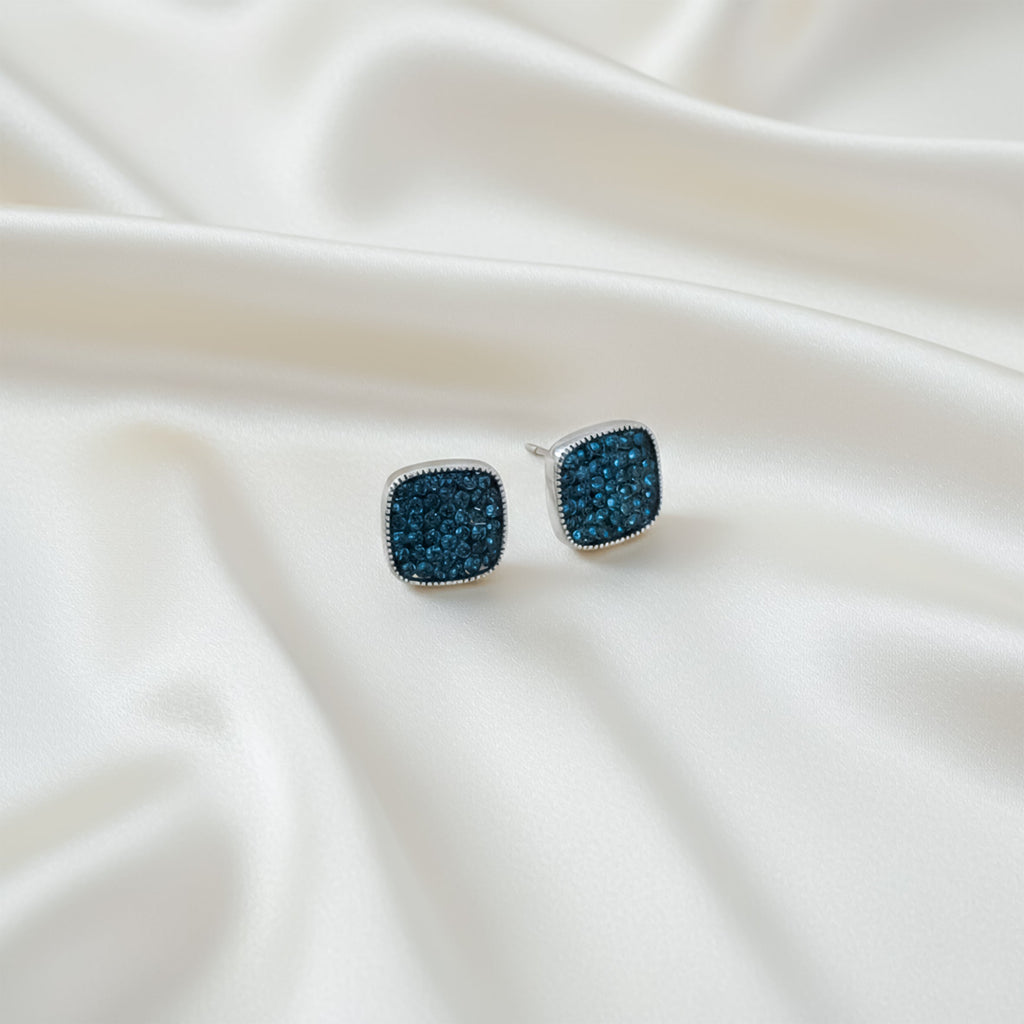 Blue Square Stud Earrings GWE -114