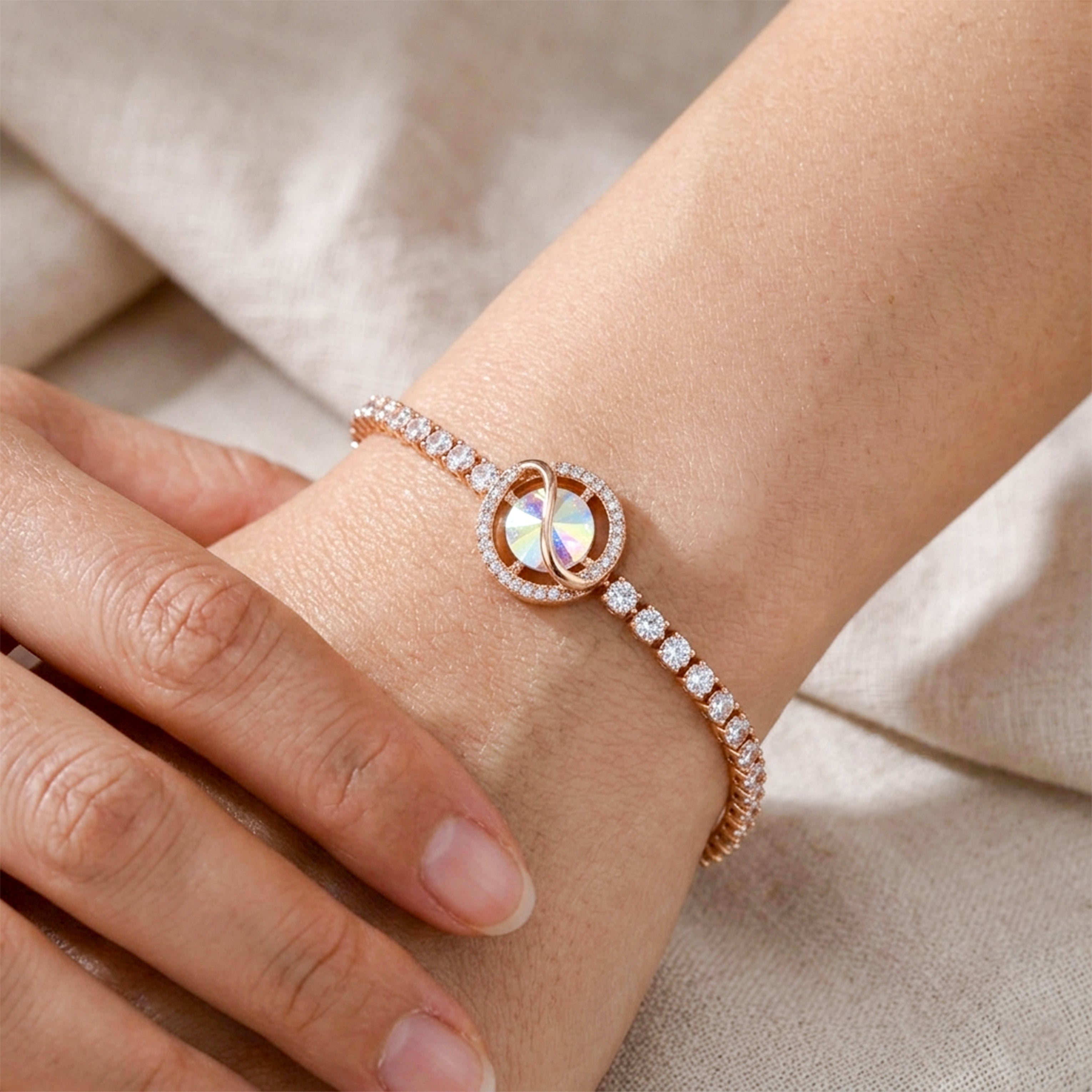 Rose Gold Crystal Infinity Bracelet GWB -89
