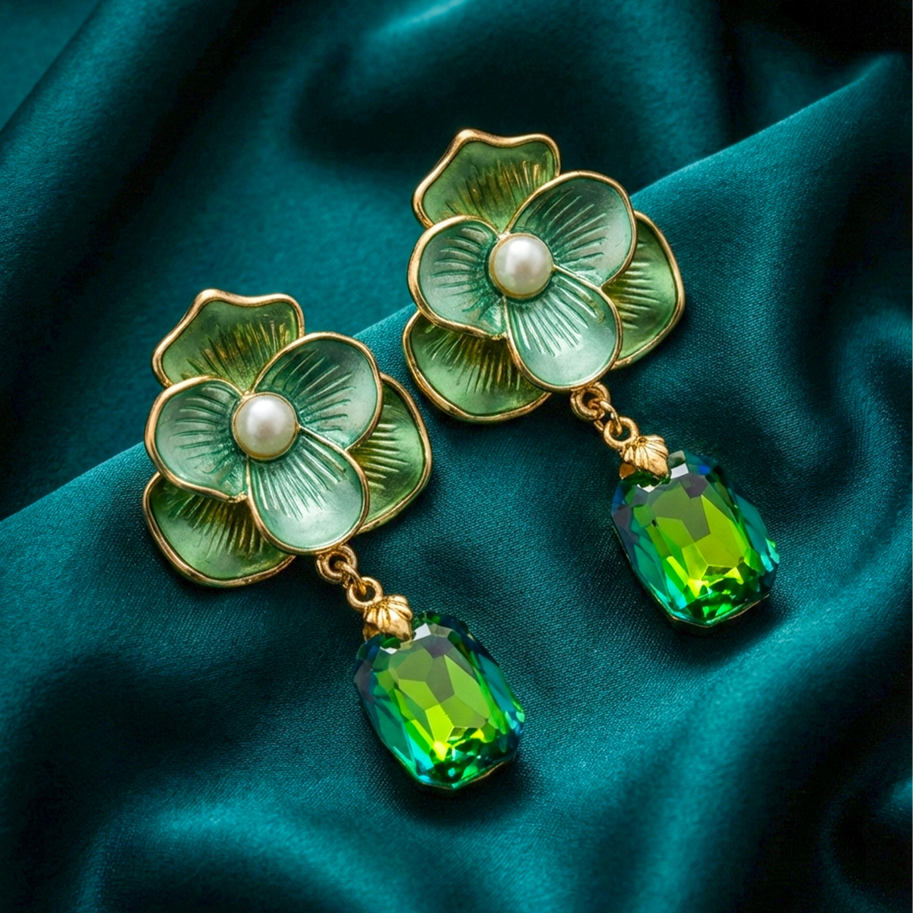 Green Floral Earrings GWE -231  No reviews