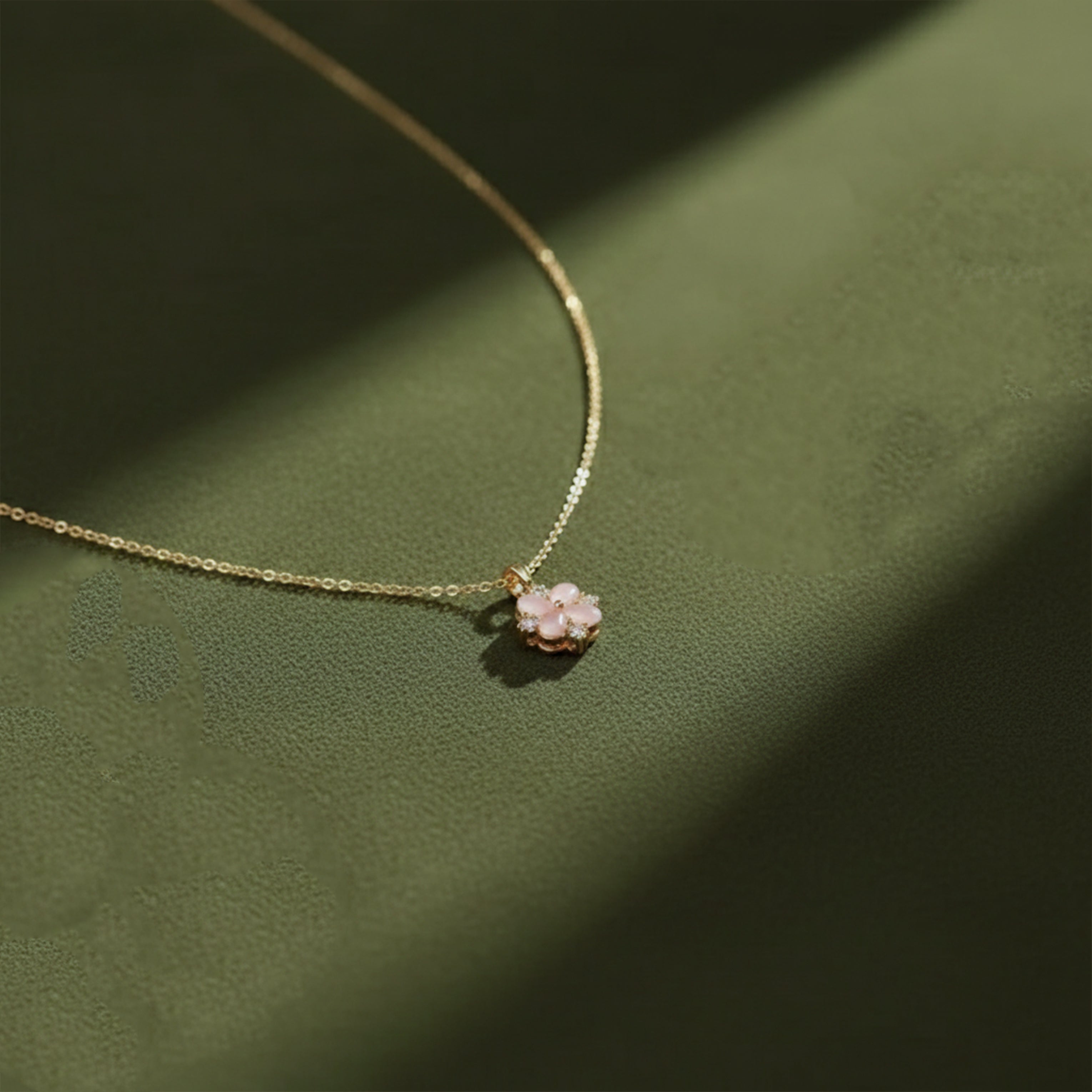 Dainty Pink Opal-Style Floral Women Neckless GWN -76