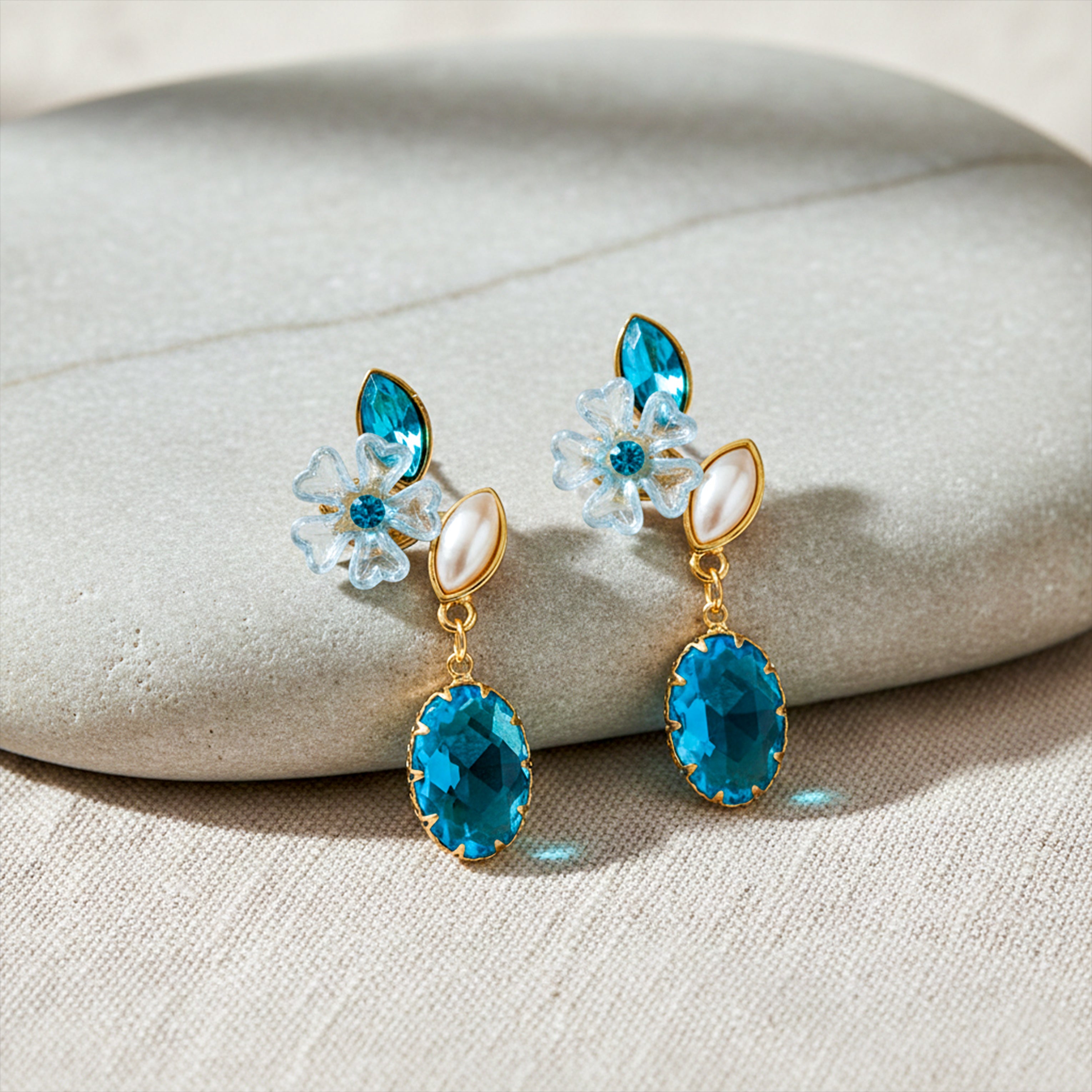 Aqua Blossom Earrings GWE -239