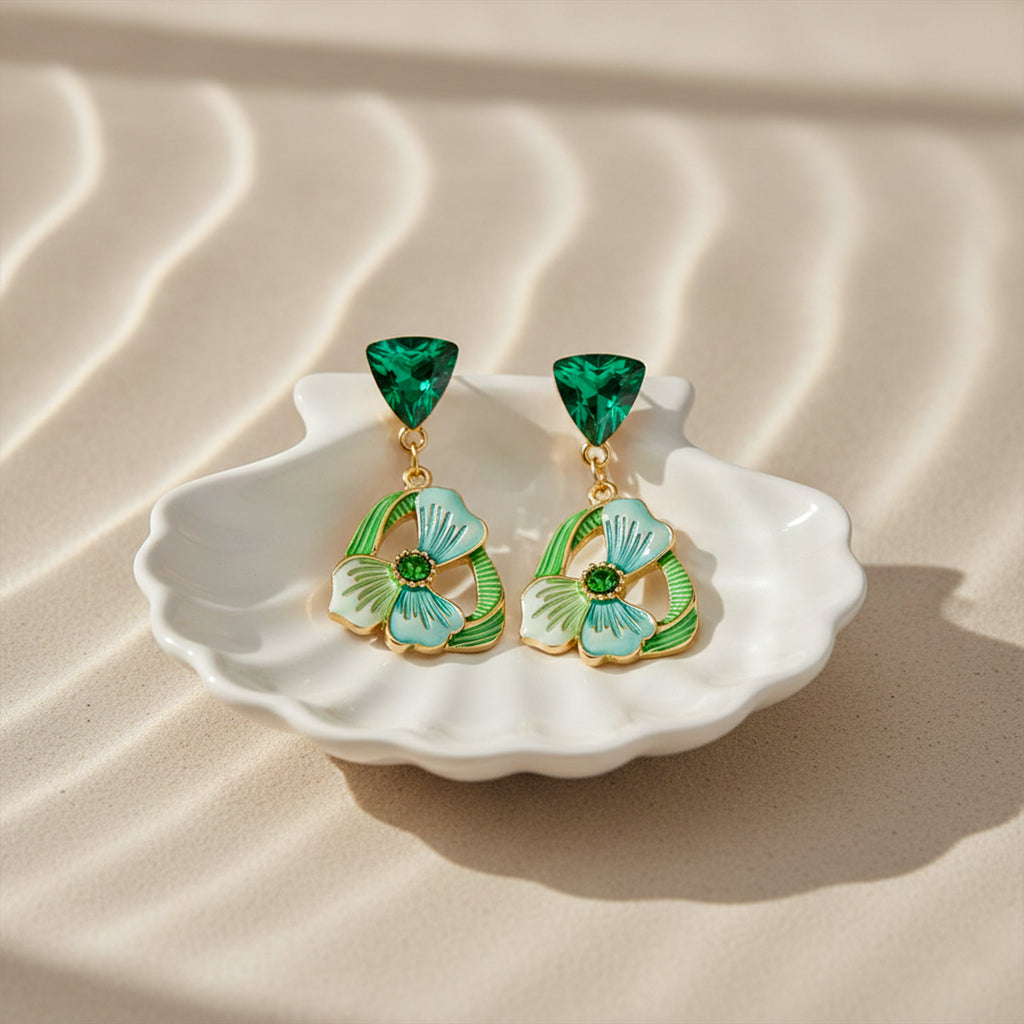 Emerald Floral Drop Earrings GWE -229