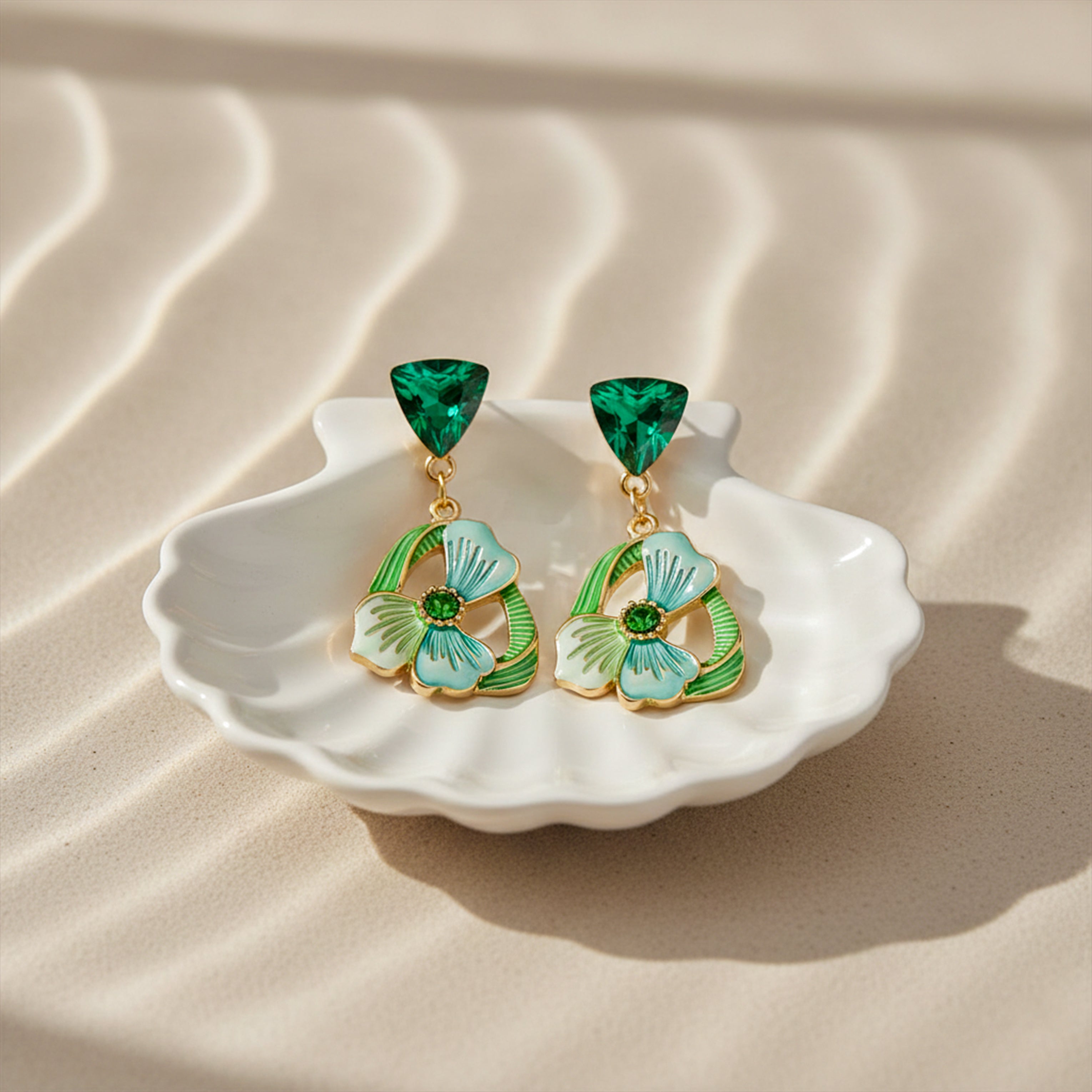 Emerald Floral Drop Earrings GWE -229