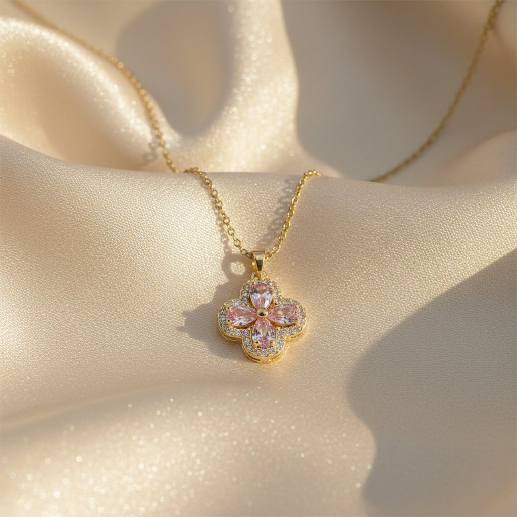 Pink Blossom Stone Pendant Necklace GWN -109
