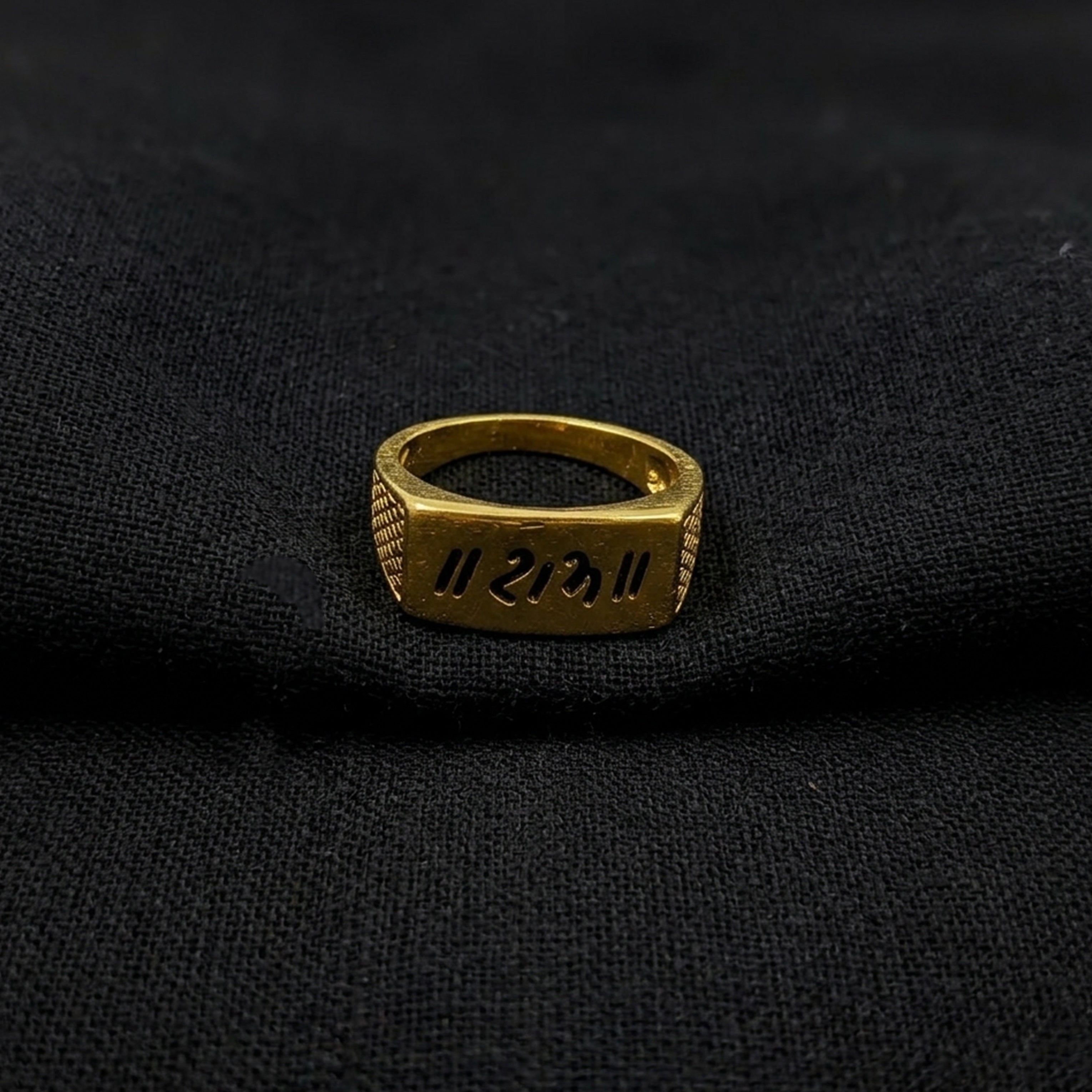 Men’s Black Om Symbol Gold-Tone Ring GMR -31