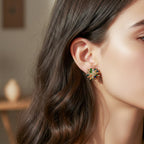Multicolor Crystal Floral Stud Earrings GWE -149