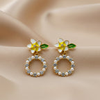 Floral & Crystal Hoop Drop Earrings GWE -133