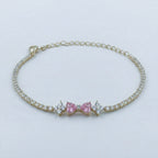 Pink Heart Crystal Tennis Bracelet GWB -95