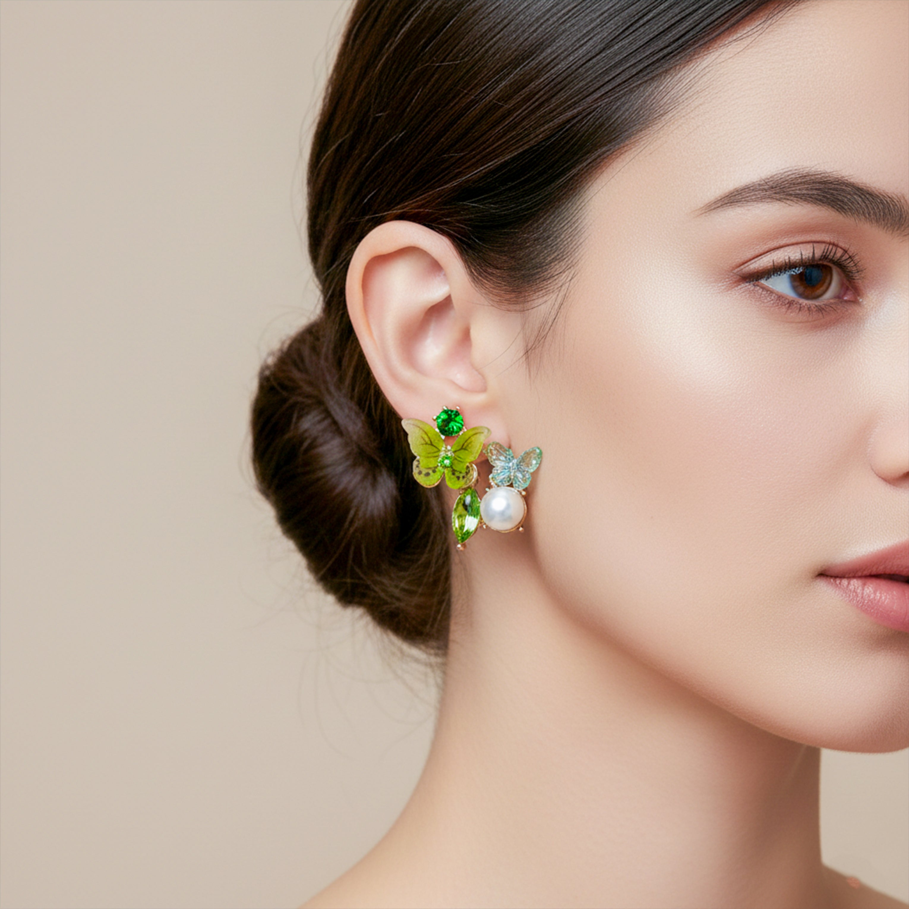 Green Butterfly Earrings -212