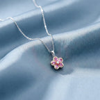 Pink Blossom Crystal Pendant Women Necklace GWN -123