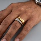 Men’s Gold-Tone Two-Tone Geometric Ring GMR -26