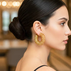 Twisted Gold Textured Hoop Earrings GWE -74