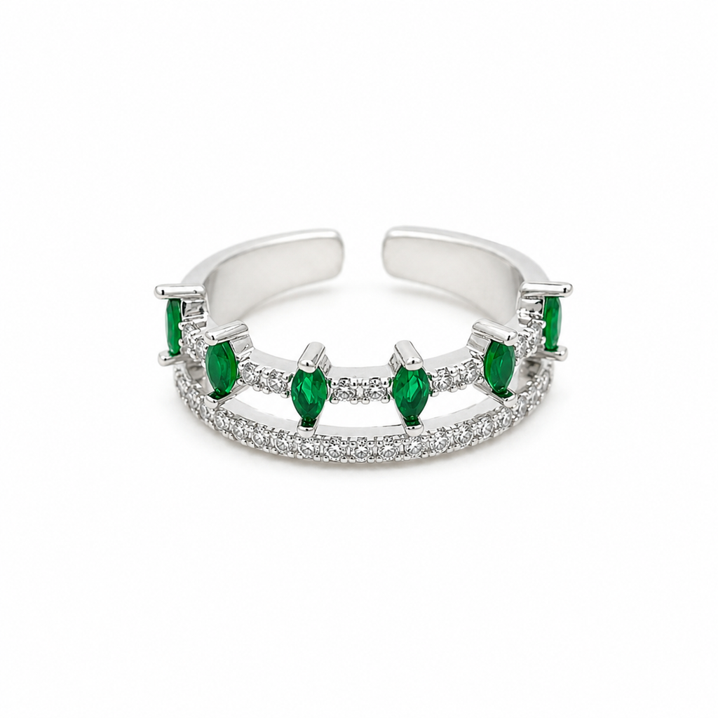 Emerald Double Row Crystal Ring GWR -73