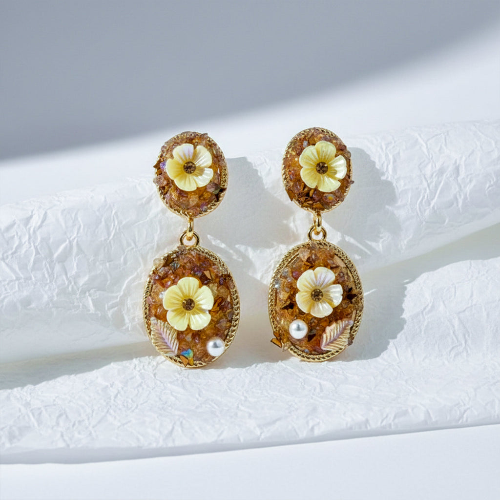 Golden Floral Earrings GWE -246