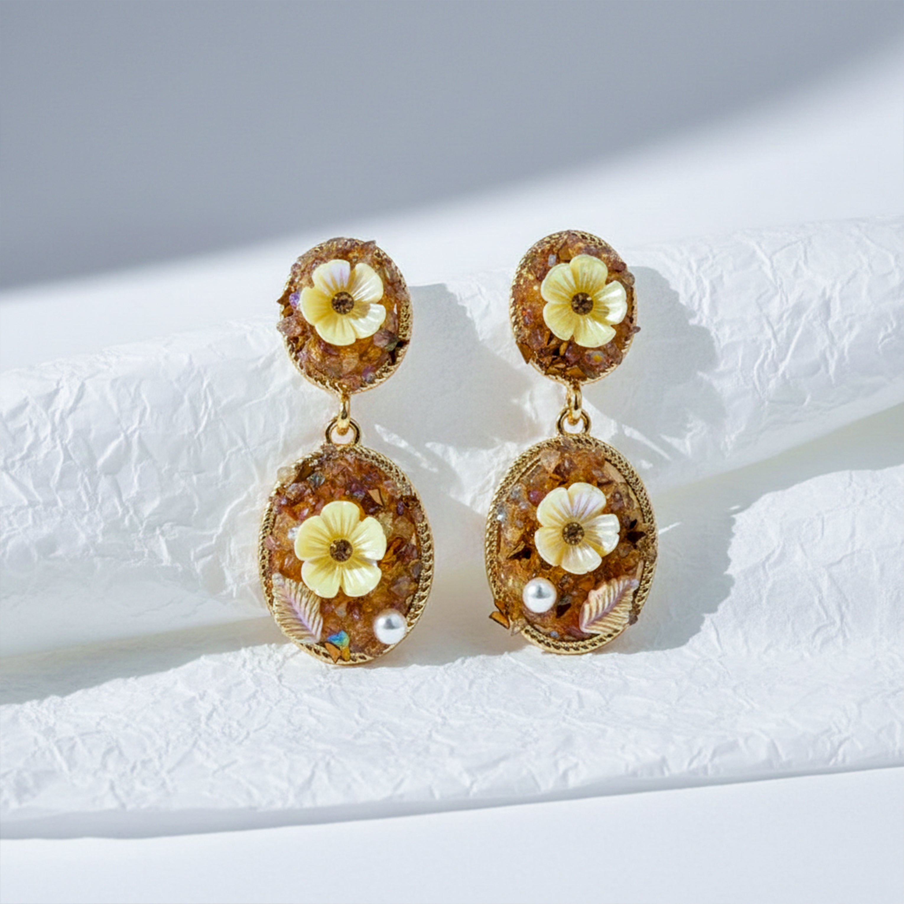 Golden Floral Earrings GWE -246