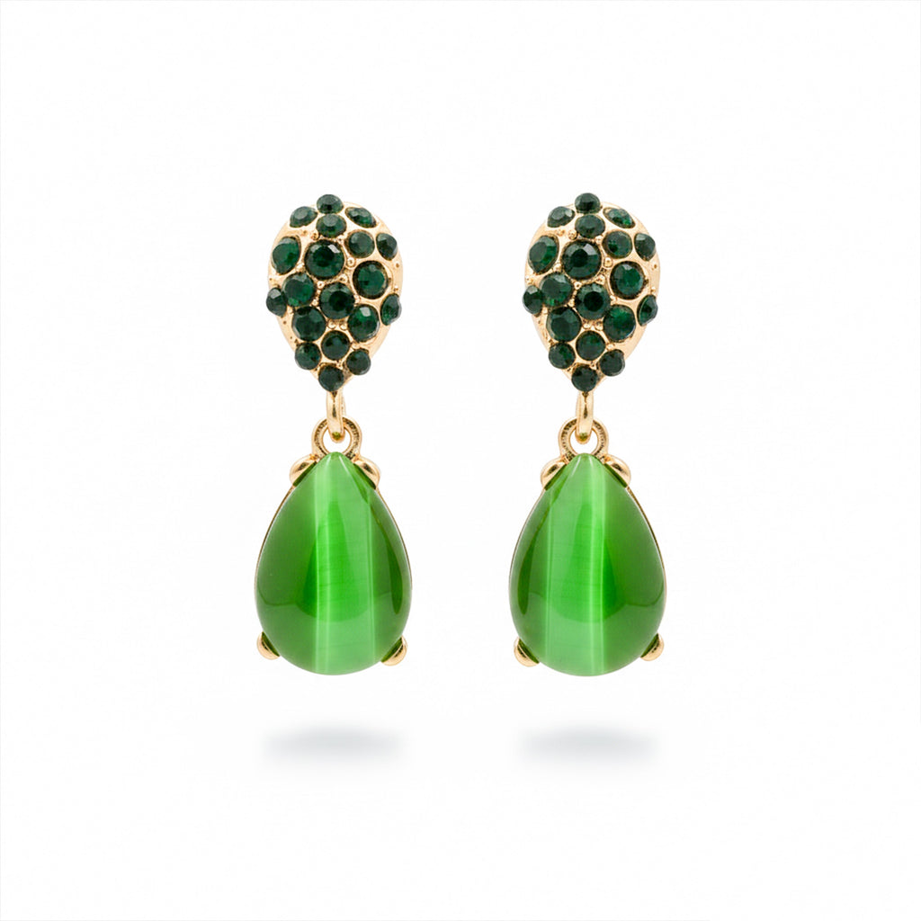 Green Crystal Teardrop Earrings GWE -222