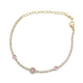Gold Pink Halo Tennis Bracelet GWB -105