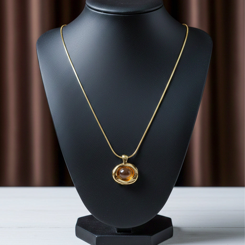 Amber Gold Pendant Necklace GWN -66