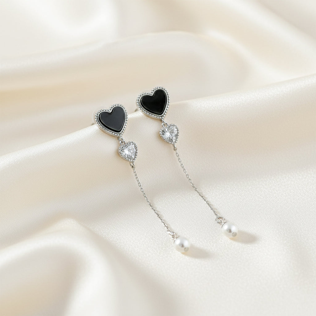 Heart Pearl Drop Earrings GWE -85