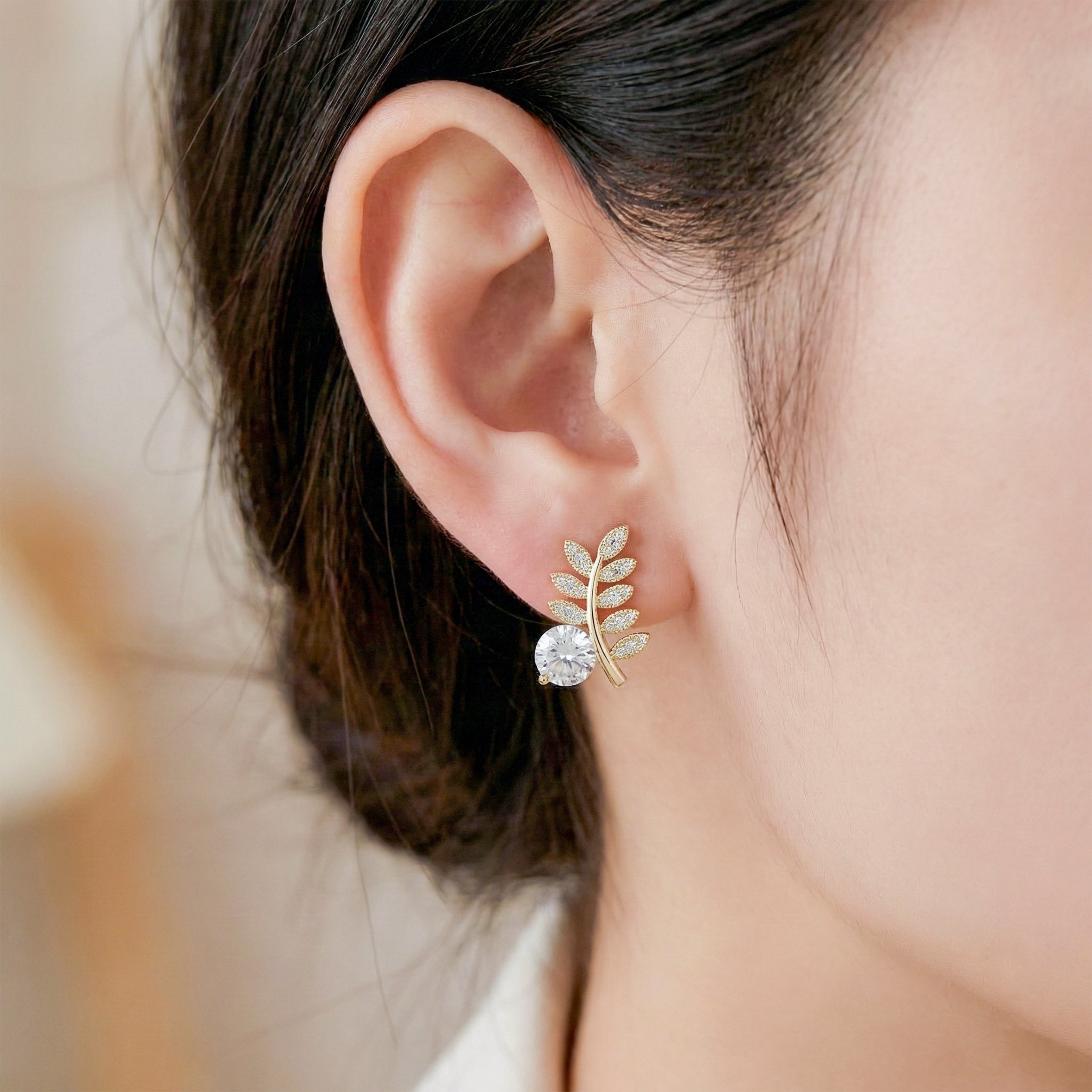 Golden Fern Sparkle Studs GWE -103