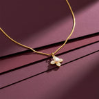Golden Pearl Blossom Pendant Necklace GWN -53