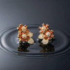 Red Floral Crystal Earrings GWE -131