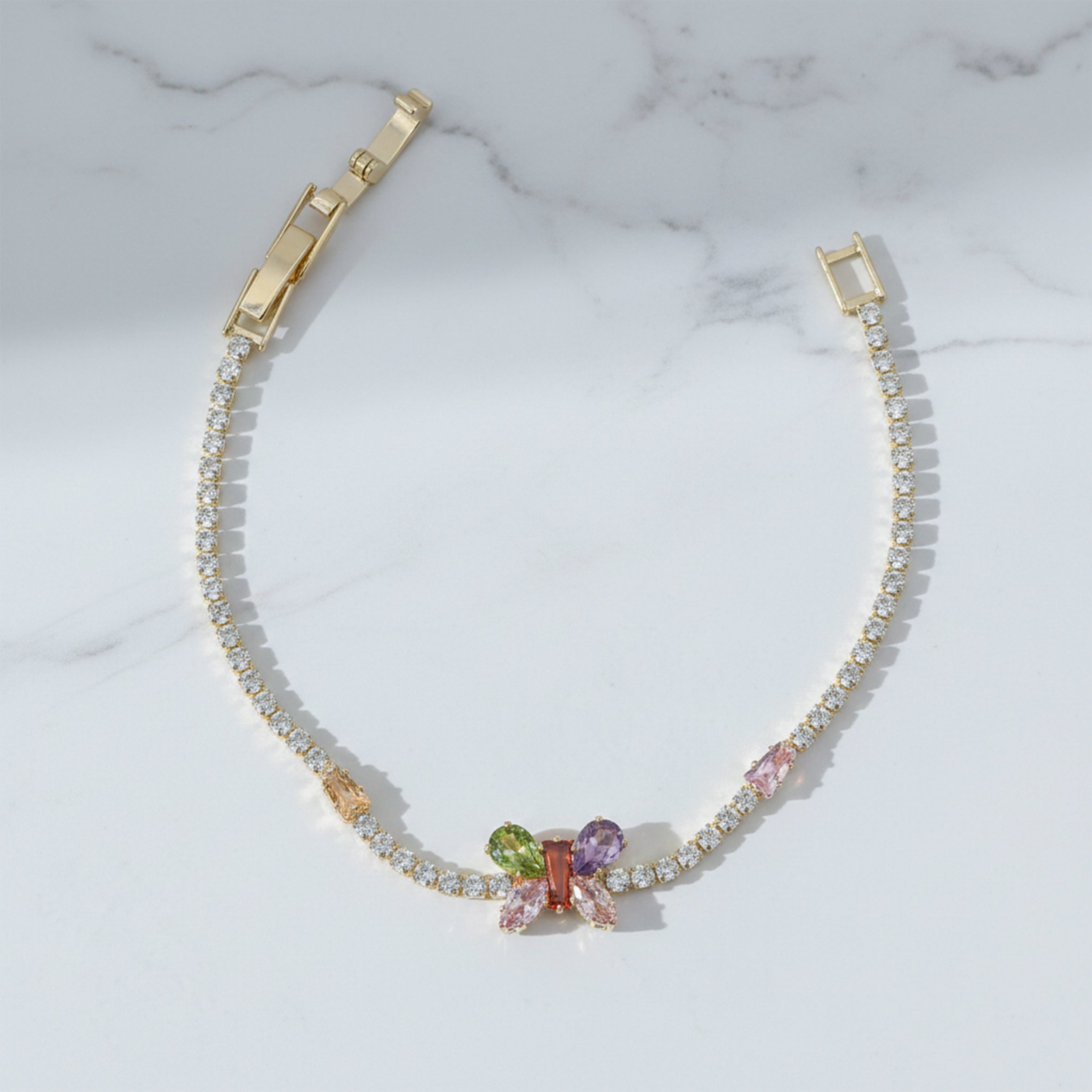Multicolor Floral Tennis Bracelet GWB -102