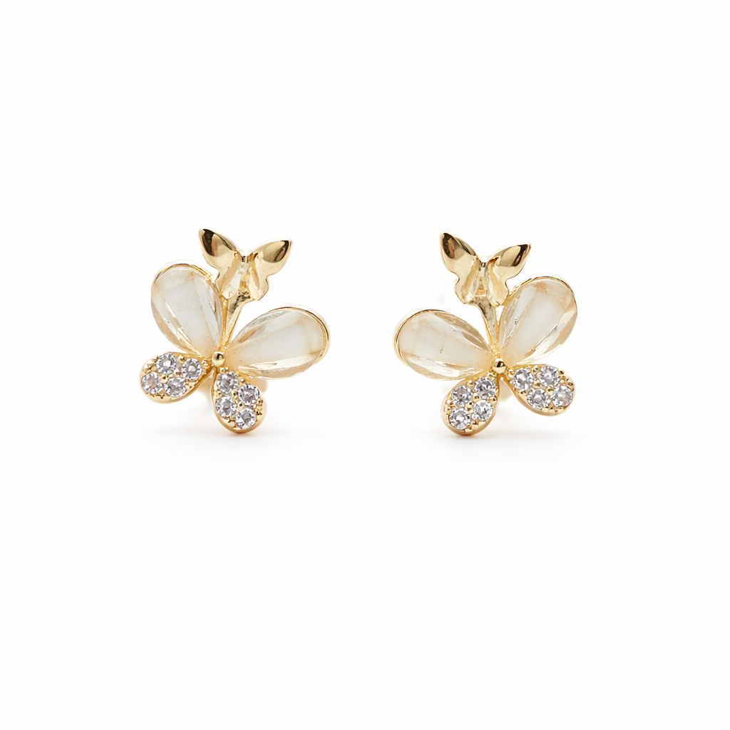 Golden Butterfly Bloom Studs GWE -109