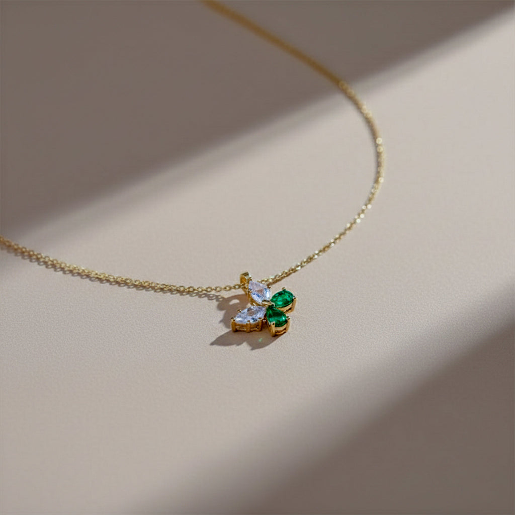 Dainty Emerald Green Butterfly Women Necklace GWN -112