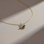 Dainty Emerald Green Butterfly Women Necklace GWN -112
