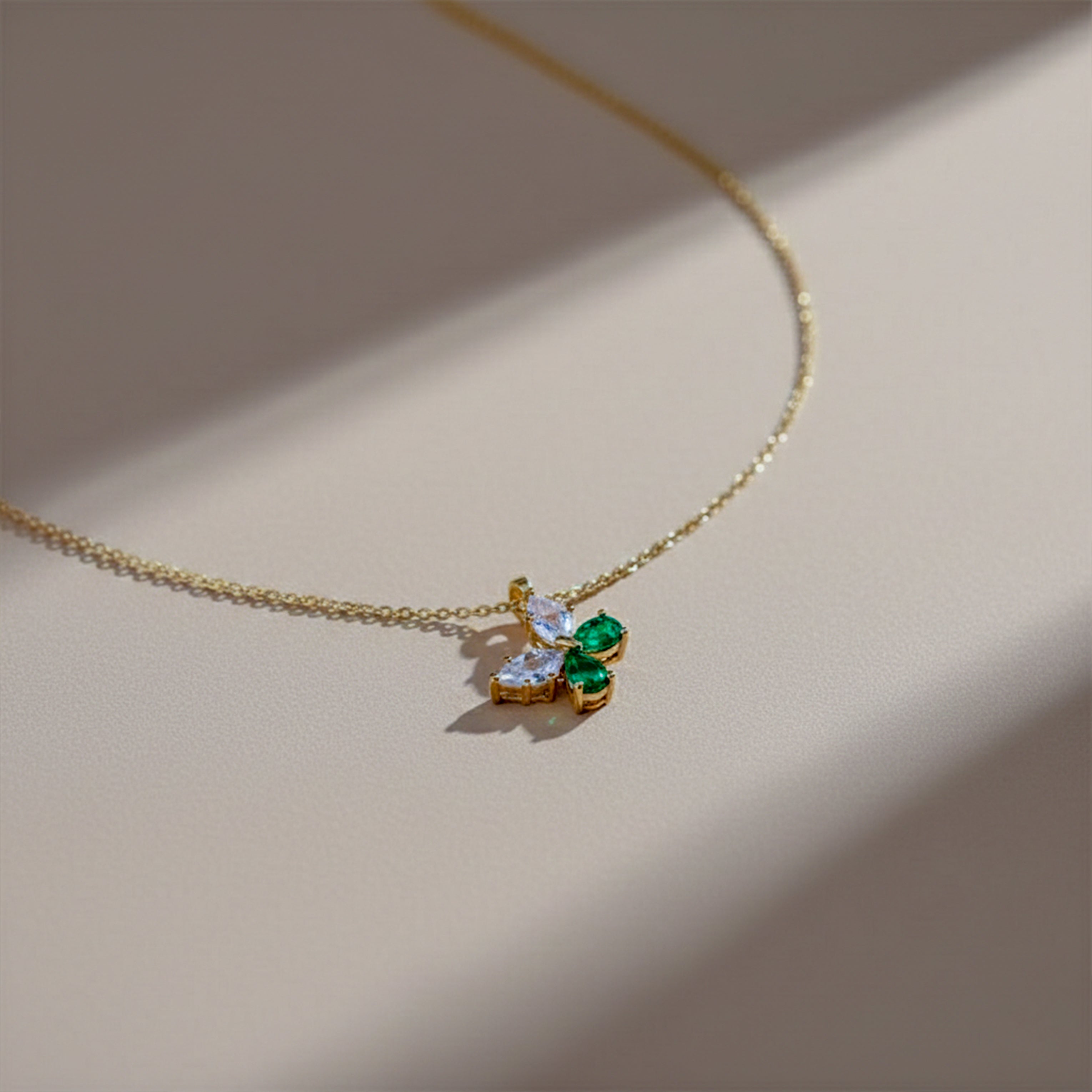 Dainty Emerald Green Butterfly Women Necklace GWN -112