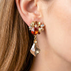 Brown Crystal Floral Drop Earrings GWE -195
