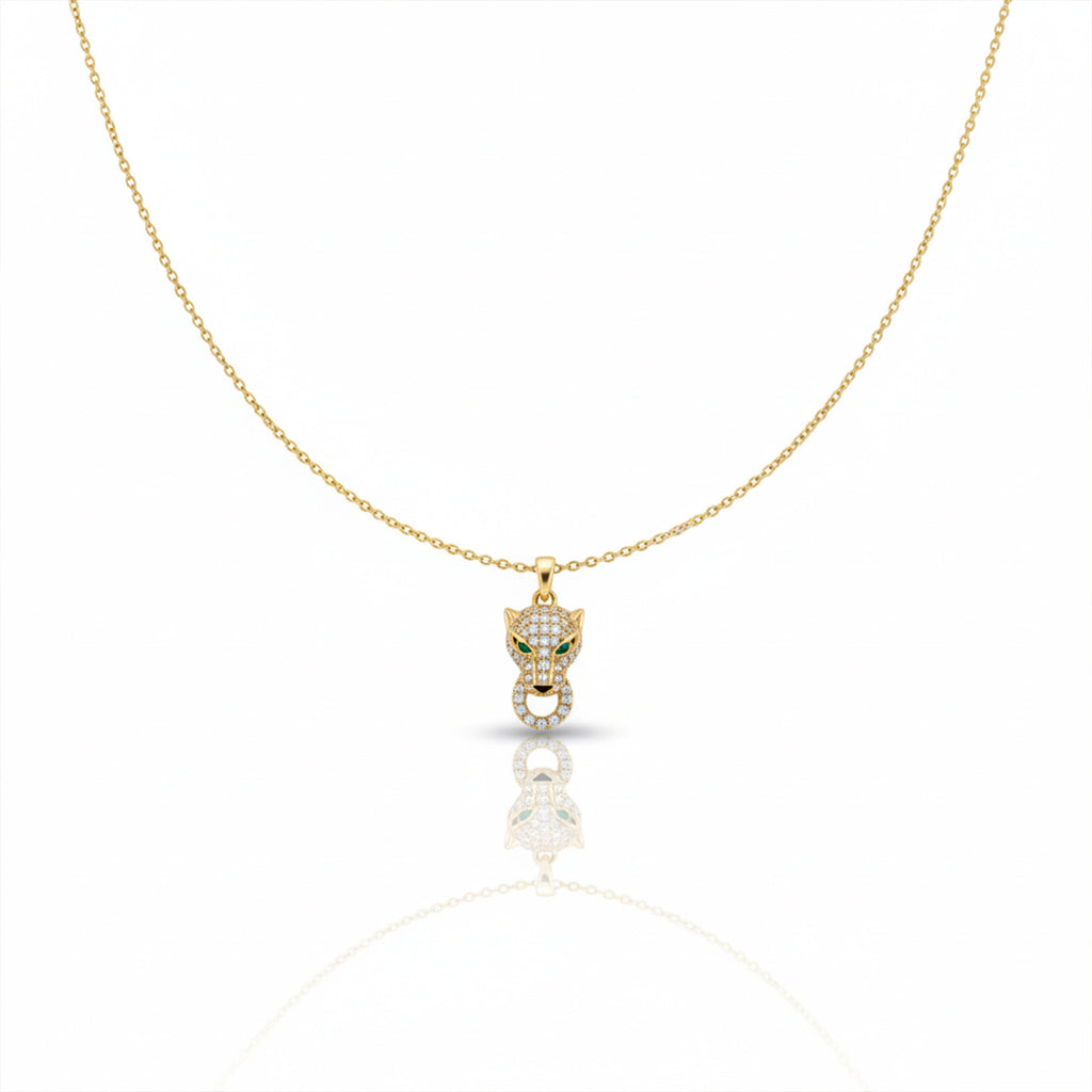 Gold Panther CZ Pendant Necklace GWN -81
