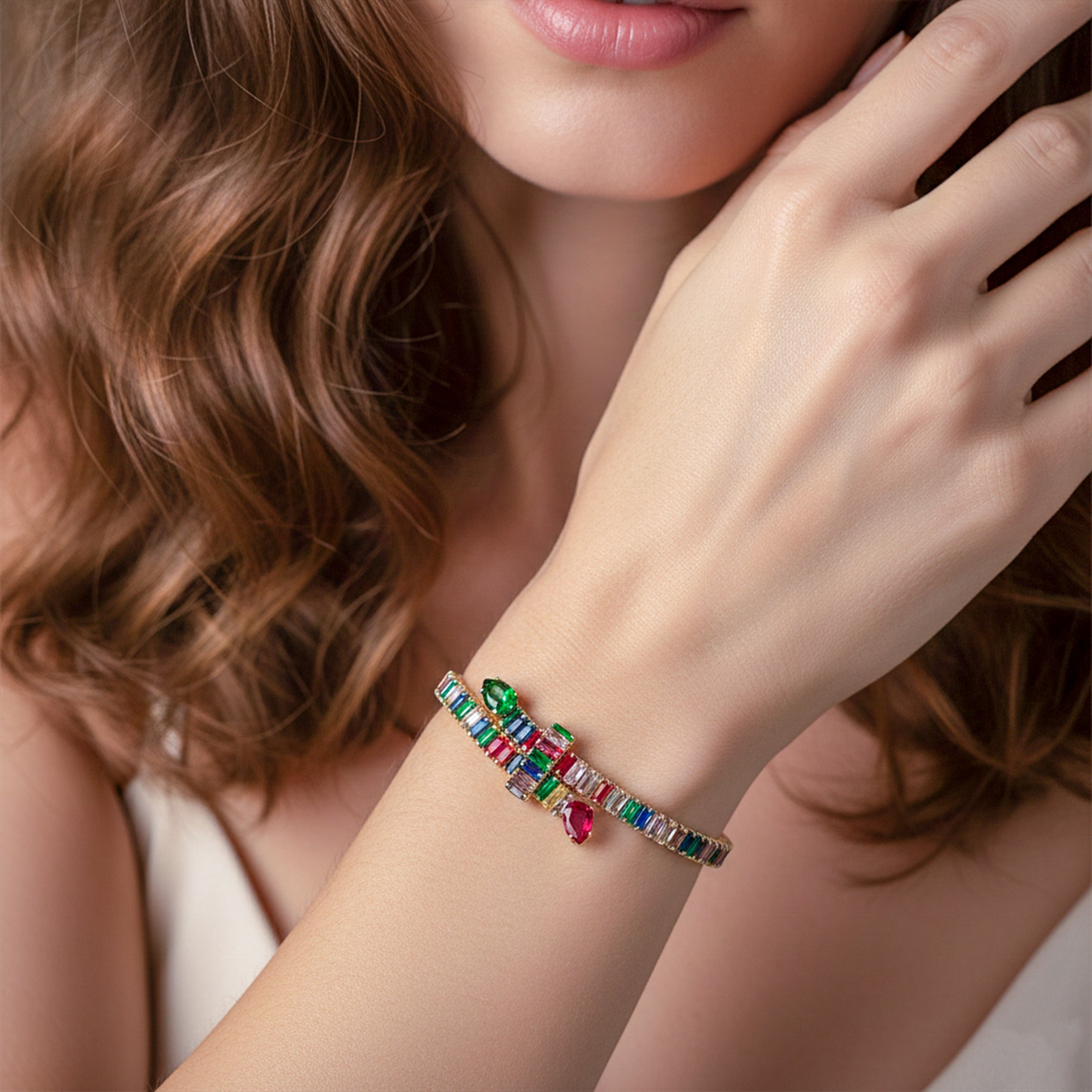 Rainbow Baguette Charm Bracelet GWB -128