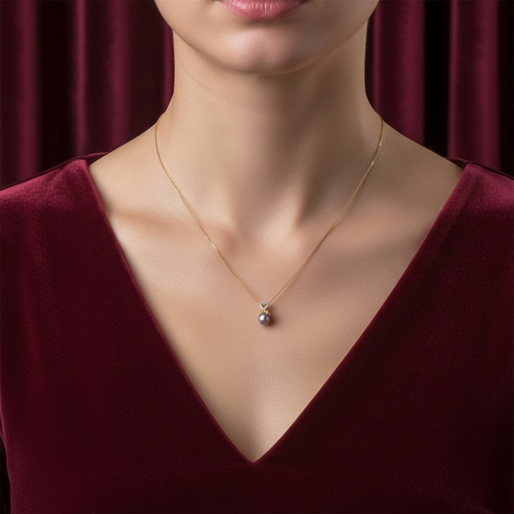 Golden Infinity Pearl Pendant Necklace GWN -38