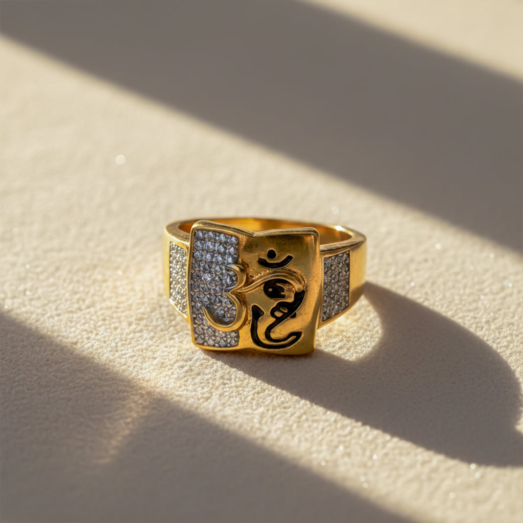 Men’s Gold Om Symbol Textured Ring GMR -19