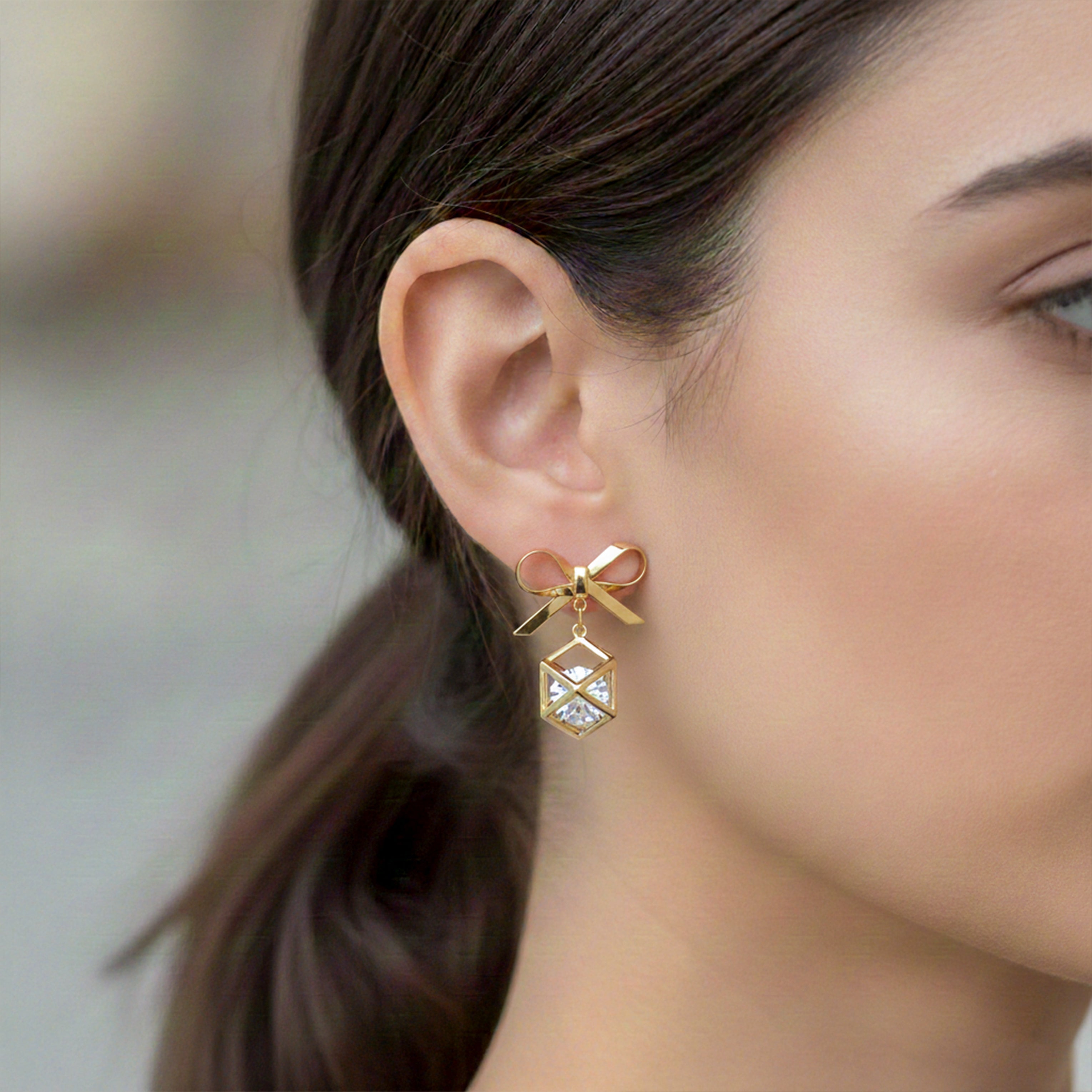 Rose Gold Bow Earrings GWE -120