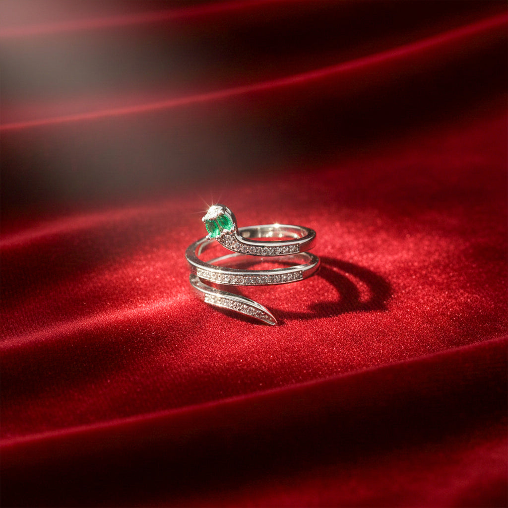 Emerald Serpent Wrap Ring GER -56