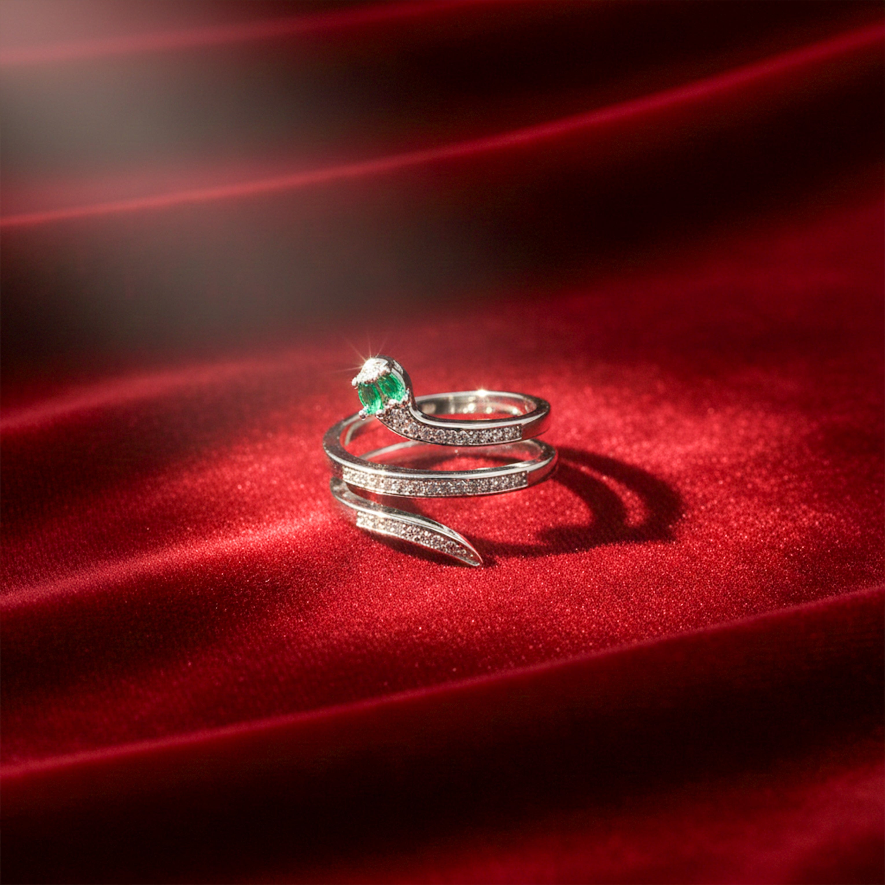 Emerald Serpent Wrap Ring GER -56