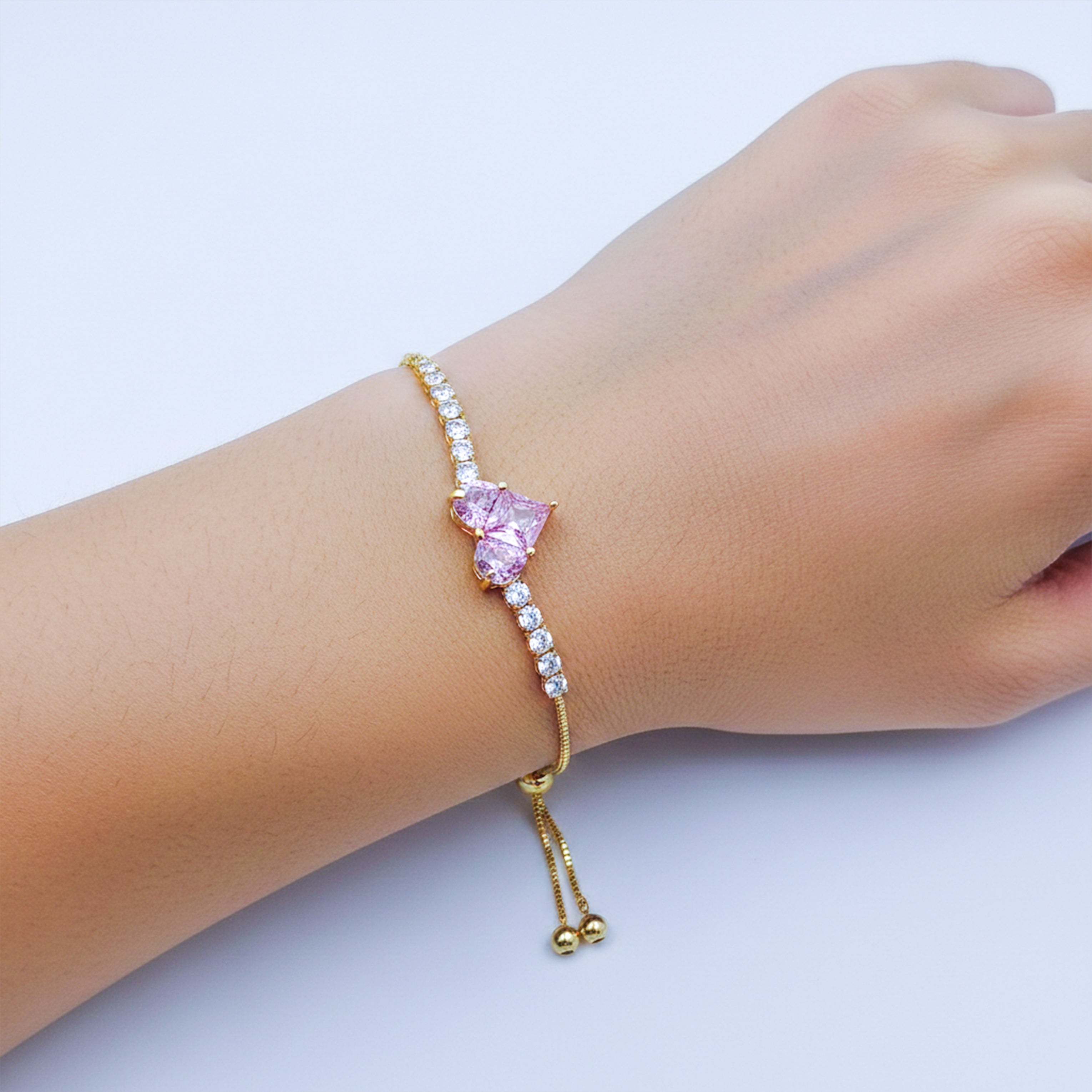 Pink Heart Adjustable Bracelet GWB -117
