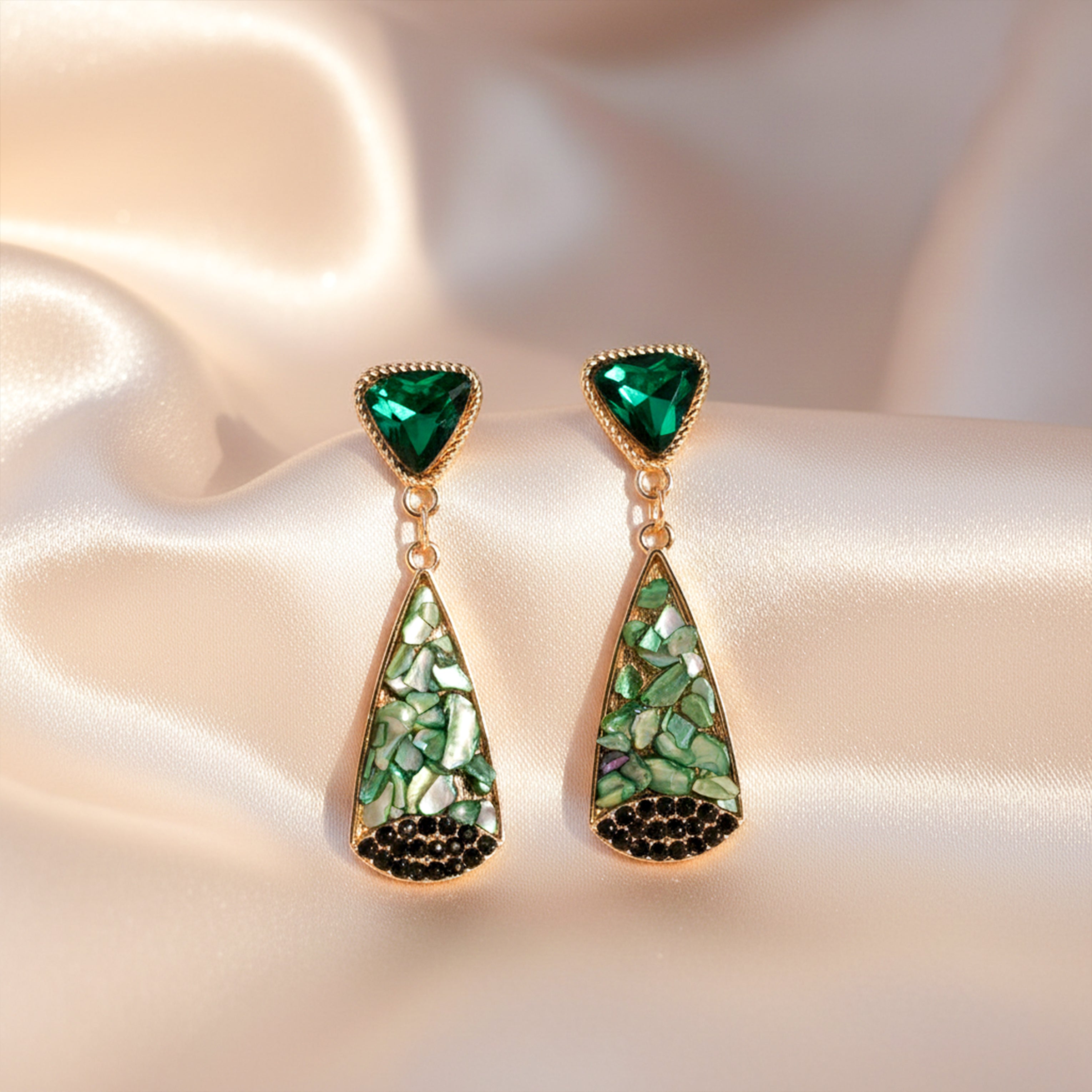 Emerald Mosaic Drop Earrings GWE -242